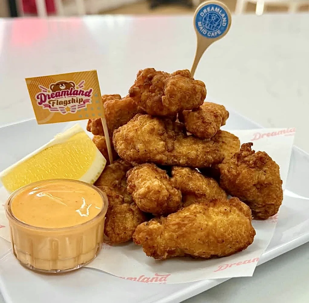 Dreamland Karaage Chicken served with lemon and dipping sauce